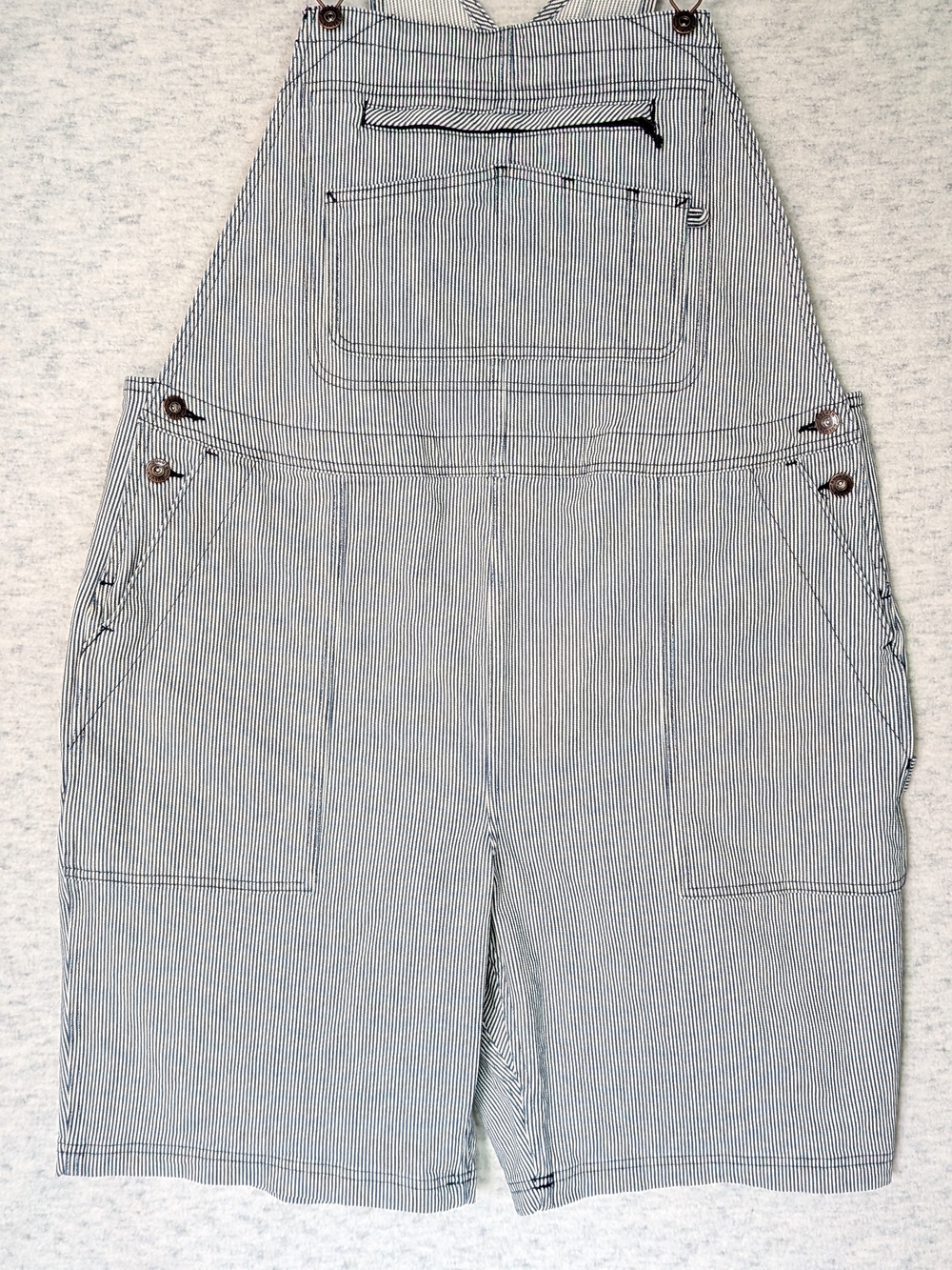 Duluth Trading Co. Rootstock Gardening Blue & White Striped Short Overalls Sz XL - Picture 8 of 16